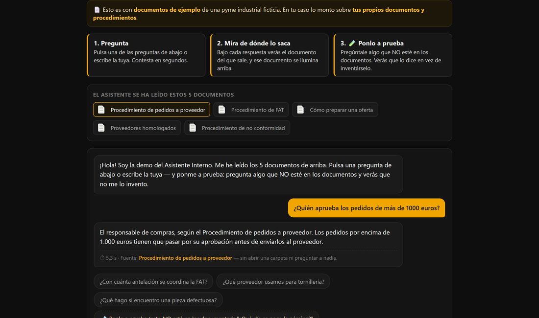 Asistente Interno en funcionamiento